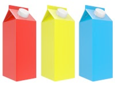 Colorful milk cartons