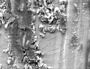 Chlorine corrosion on chromium plate steel.