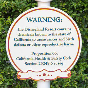 Vague Disneyland Prop 65 Warning