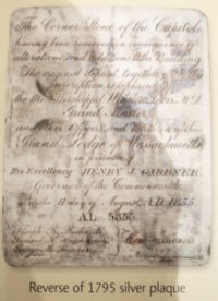 Boston 1795 time capsule silver plaque reverse side