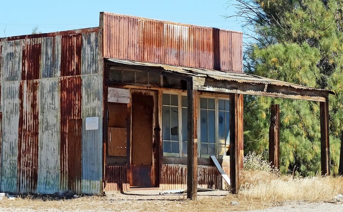 Rusted old small-town building